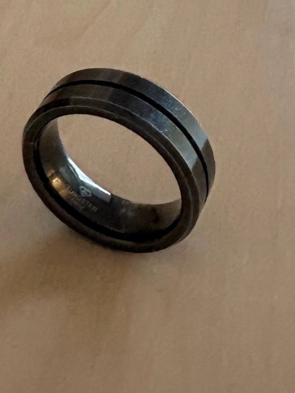 Men's Black Tungsten Groove Ring